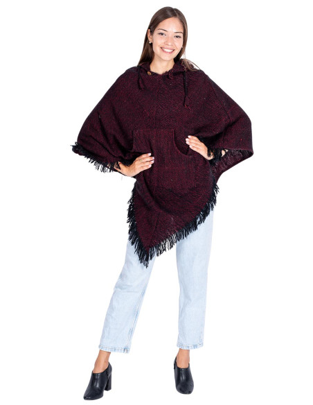 poncho-unisex-con-capucha-burdeos
