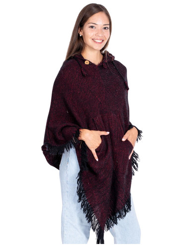 Burgundy Fringe Poncho