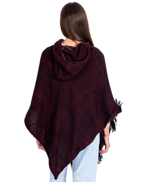Burgundy Fringe Poncho