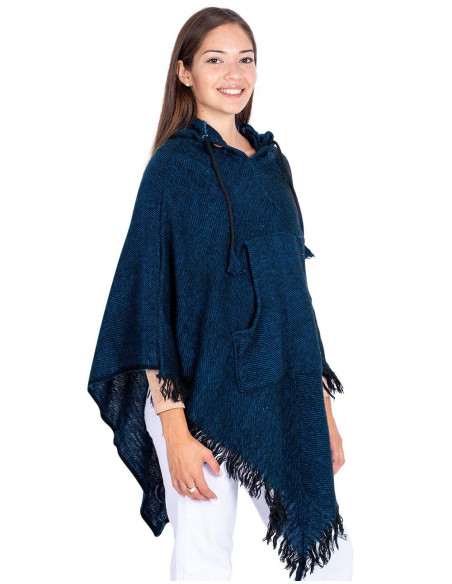Blue Fringe Poncho