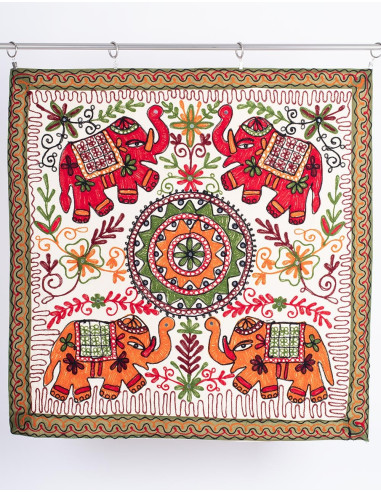 Square Tapestry with 4 Elephants