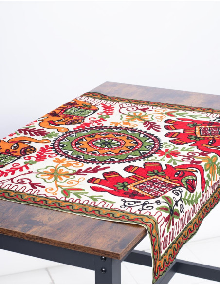 Square Tapestry with 4 Elephants