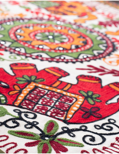Square Tapestry with 4 Elephants