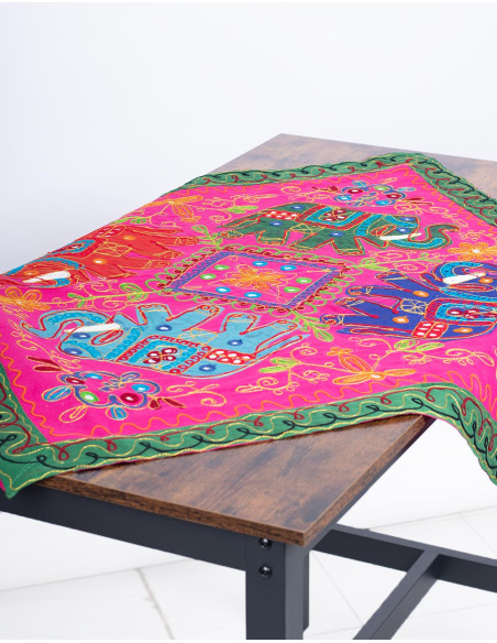 Embroidered Tapestry with 4 Elephants