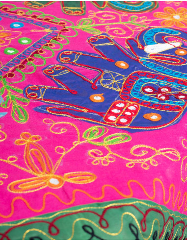 Embroidered Tapestry with 4 Elephants