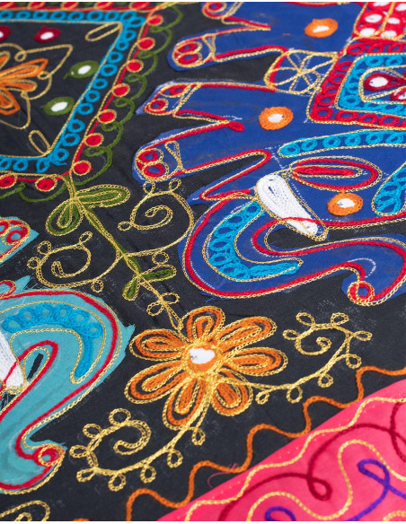 Embroidered Tapestry with 4 Elephants