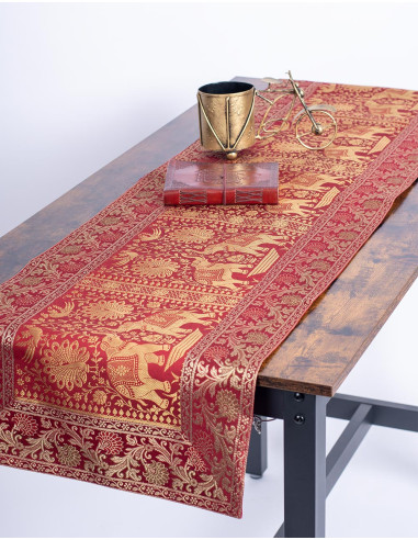 Red Elephants Table Runner