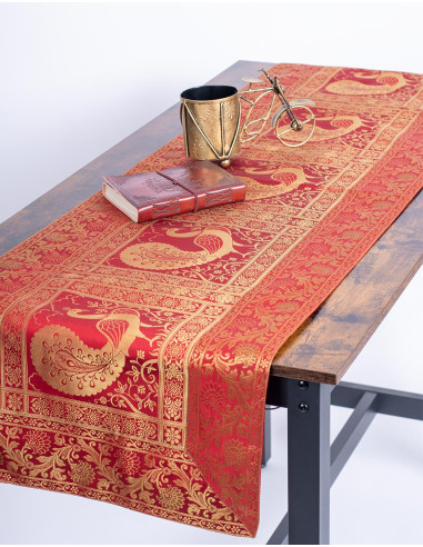 Red Peacock Table Runner