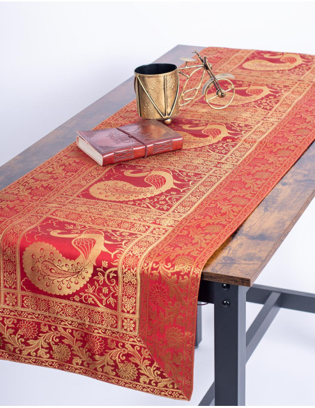 Red Peacock Table Runner