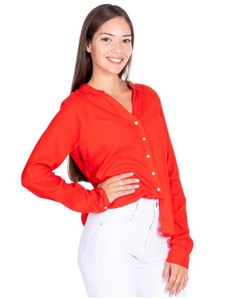 camisa-mujer-roja-mangas-largas