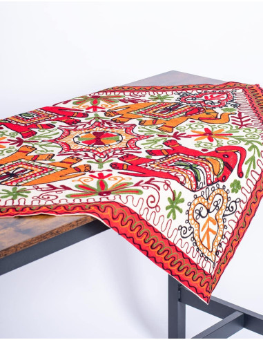 Square Tapestry with 4 Elephants