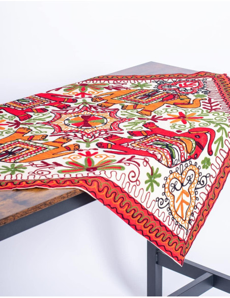 Square Tapestry with 4 Elephants
