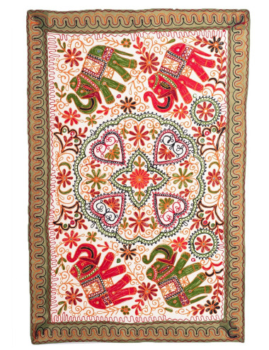 Rectangular Embroidered Tapestry with Animals