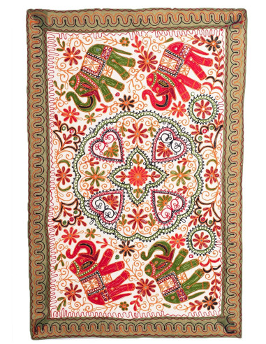 Rectangular Embroidered Tapestry with Animals