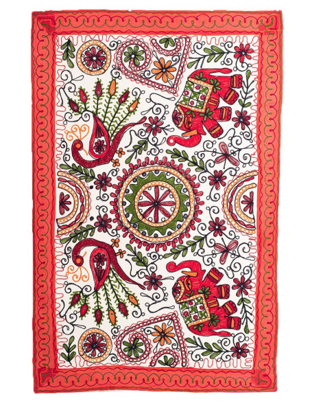 Rectangular Embroidered Tapestry with Animals