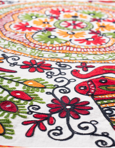 Rectangular Embroidered Tapestry with Animals