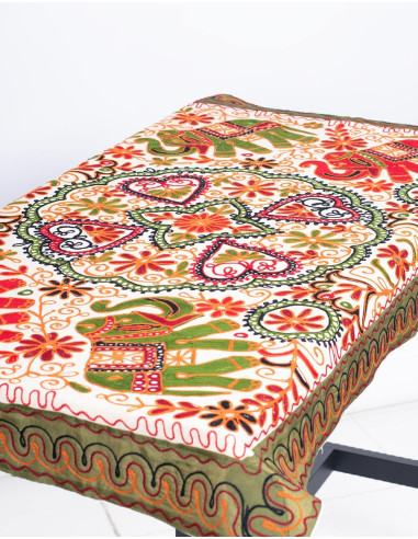 Rectangular Embroidered Tapestry with Animals