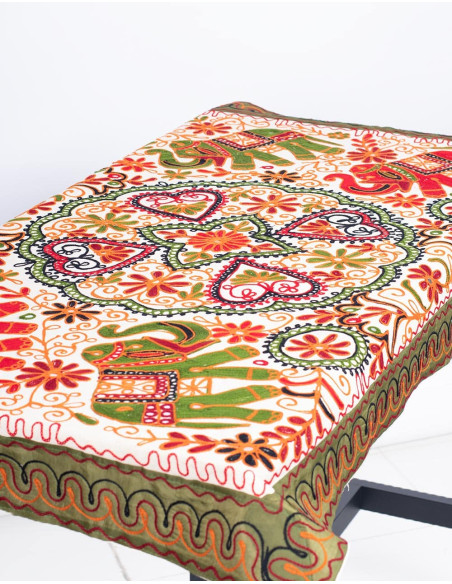 Rectangular Embroidered Tapestry with Animals