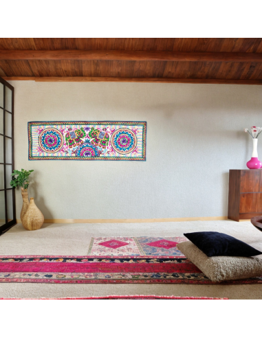 Multicolored Tapestry of Facing Elephants
