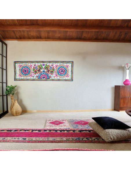 Multicolor Facing Elephants Tapestry