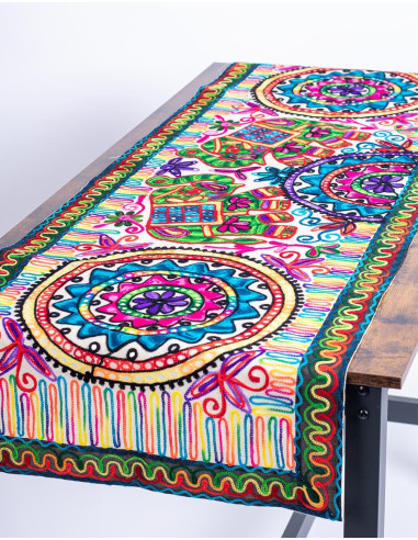 Multicolor Facing Elephants Tapestry