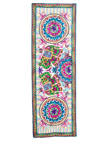 Multicolored Tapestry of Facing Elephants