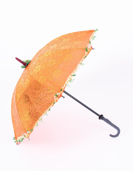 Ethnic Individual Parasol Bright Orange Color: Handmade Craftsmanship