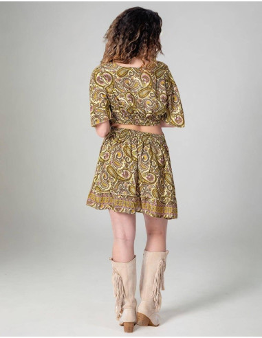 Kimago Yellow Boho Skirt and Top Set