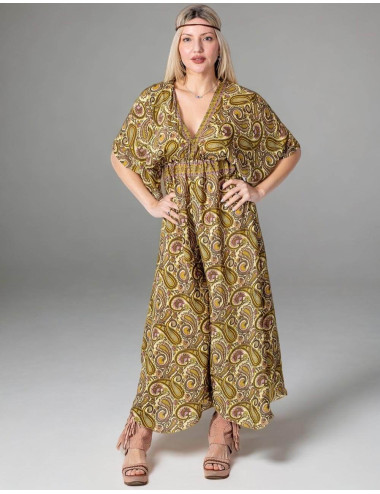 Kimago Boho Paisley Style Silk Jumpsuit