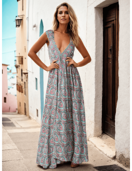 vestido-seda-estampada-escote-pronunciado