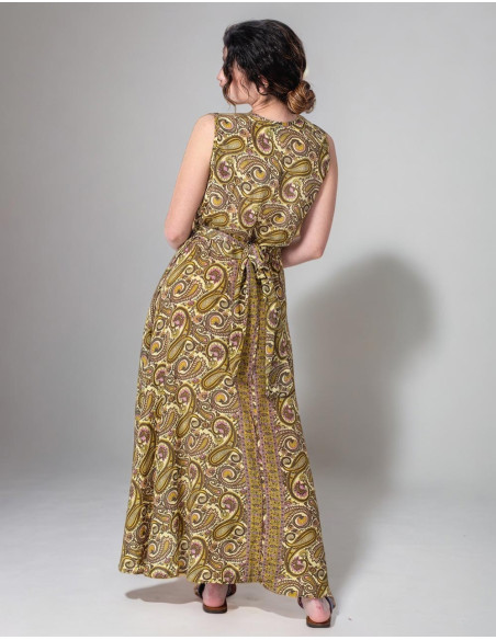 vestido-largo-mujer-seda-amarillo-estampada