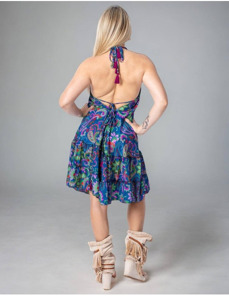 Sexy Blue Silk Dress