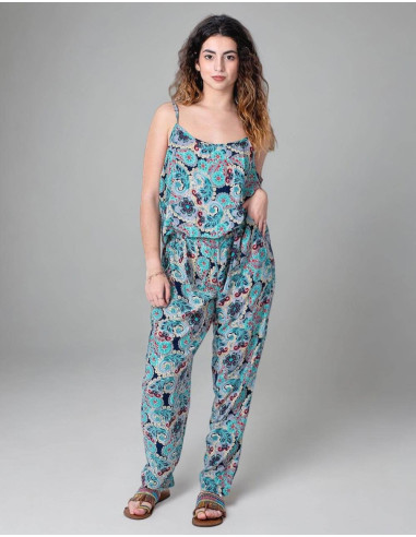 Long Printed Straps Jumpsuit