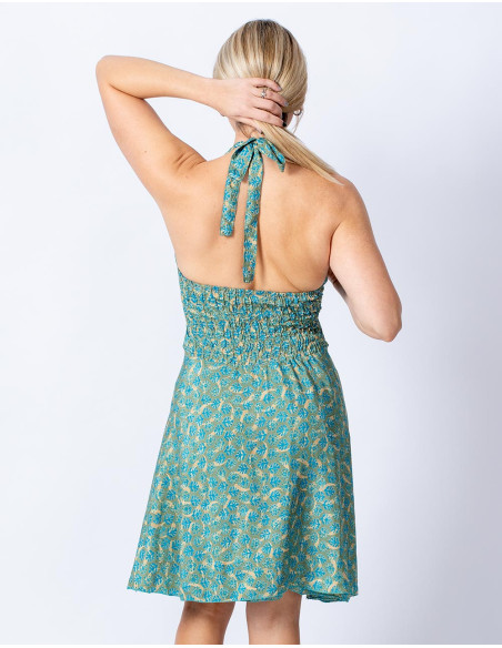 Printed Silk Bow Dress