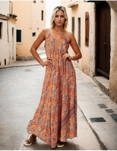 vestido-largo-hippie-naranja-estampado