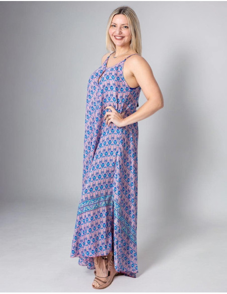 Long Silk Printed Dress
