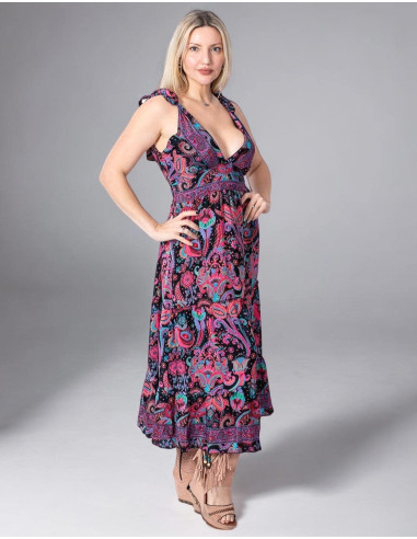 Midi Dress with Bow Straps