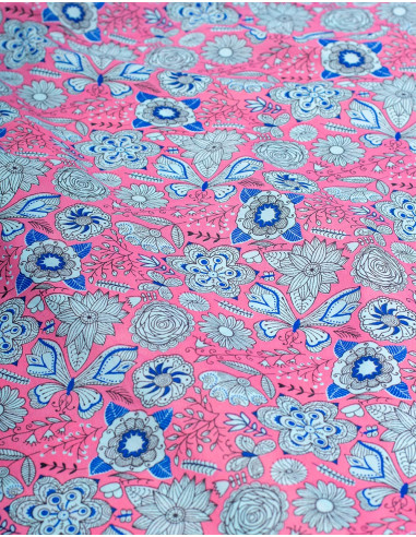 Pink Silk Dress with Flower Print