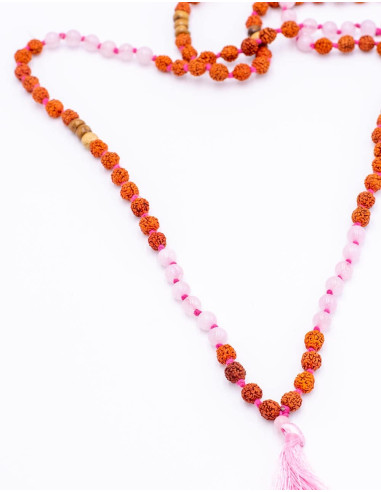 Mala Rose Quartz and Rudraksha