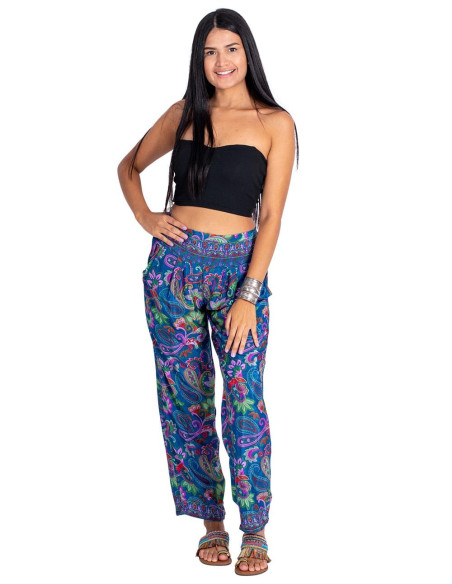 Straight Silk Flower Pants