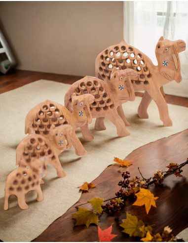 set-estatuas-camellos-india-tallados
