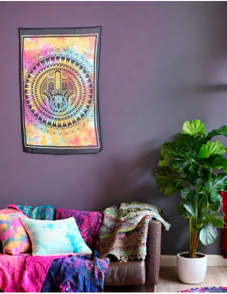 Multicolor Hamsa Hand Tapestry