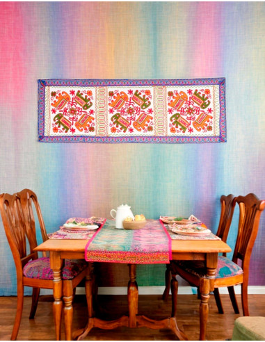 Rectangular Tapestry with Hand-Embroidered...