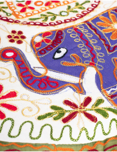 Round Tablecloth with Hand-Embroidered...