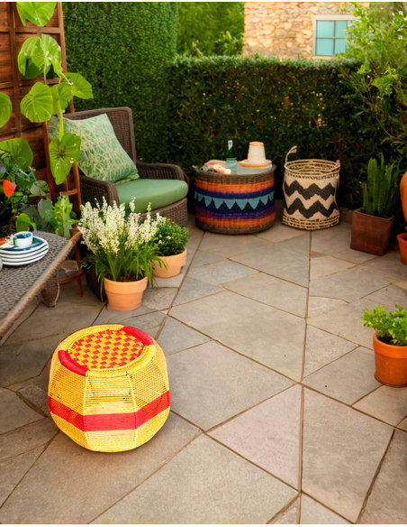 Round Nylon Rope Stool - Handmade in India - Unique and Comfortable Style