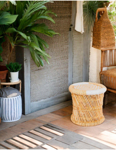 Woven Bamboo Stool - Handmade Elastic Seat from...