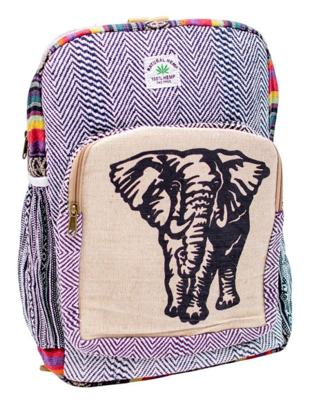 Trendy Unisex Hemp Backpack with Elephant Design - Authentic Indian Handicraft