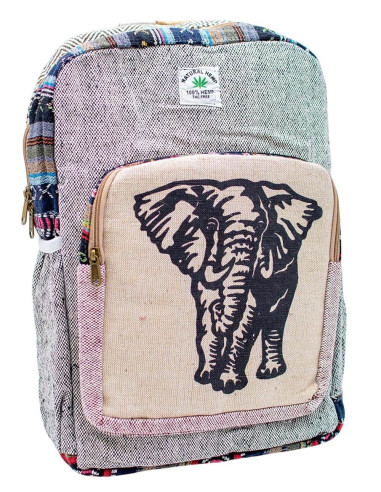 Trendy Unisex Hemp Backpack with Elephant...