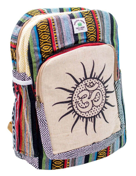 Unisex Hemp Backpack with Unique Om Sun Design | Kimago