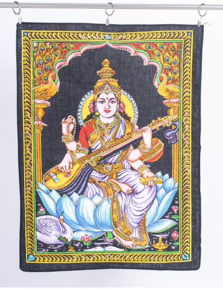 Saraswati Sequin Tapestry, 100% Cotton Indian Handicraft